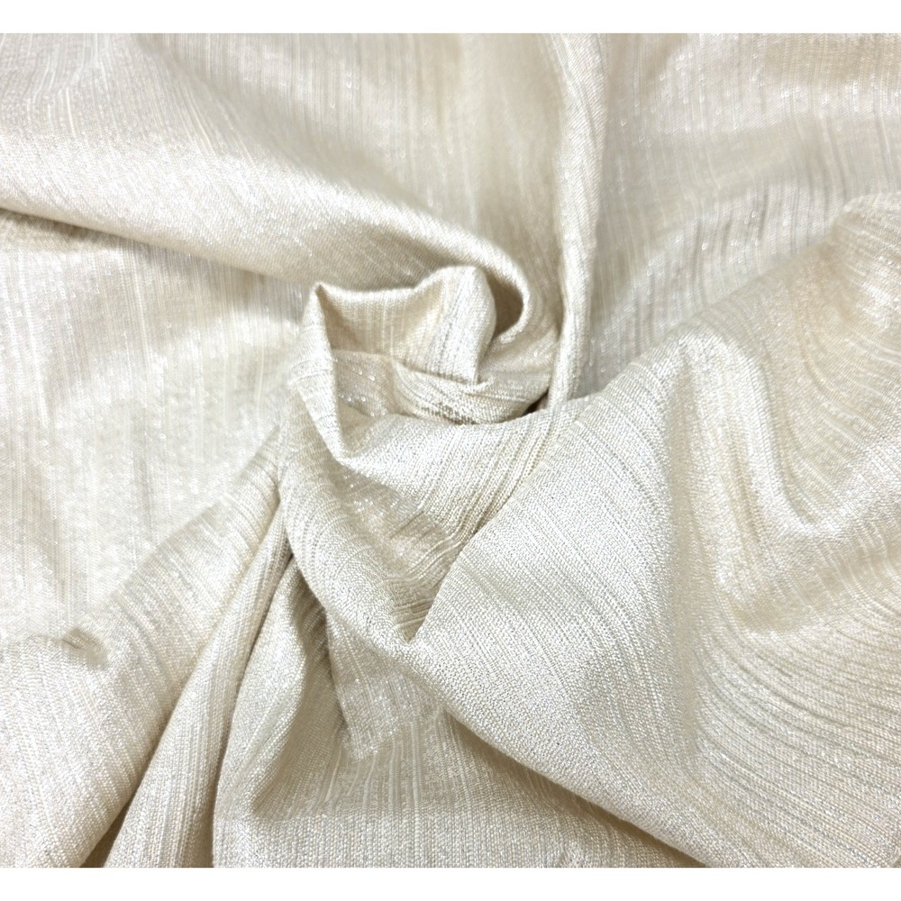 Ivory Linen Look Upholstery Fabric Metallic Lurex Thread 57" Wide By Yard